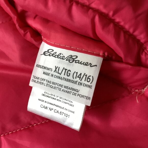 Eddie Bauer Girls Reversible Fleece Lined Puffer Coat Hooded Jacket Size X L - Picture 9 of 11
